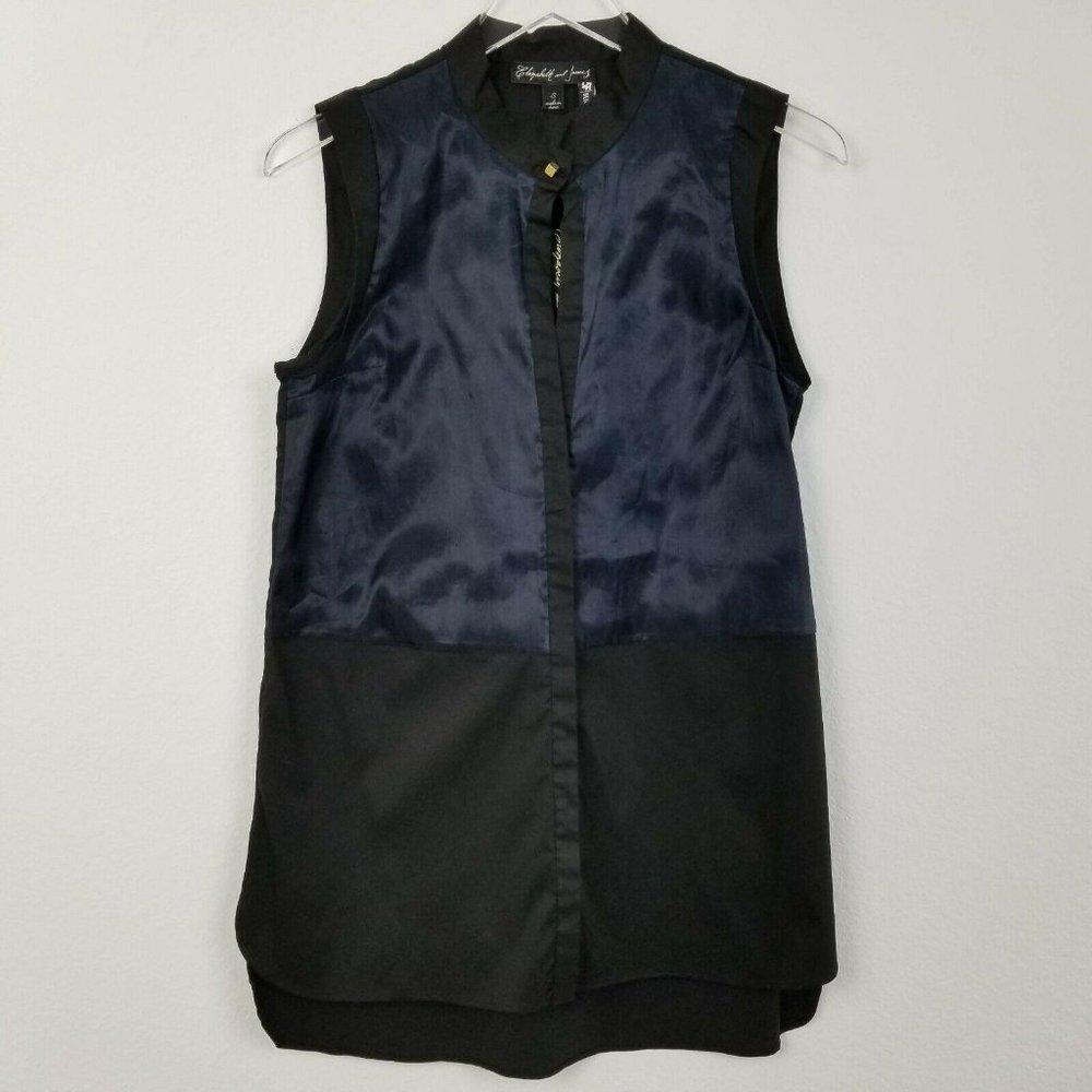 Elizabeth and James Top Black Blue Blouse S